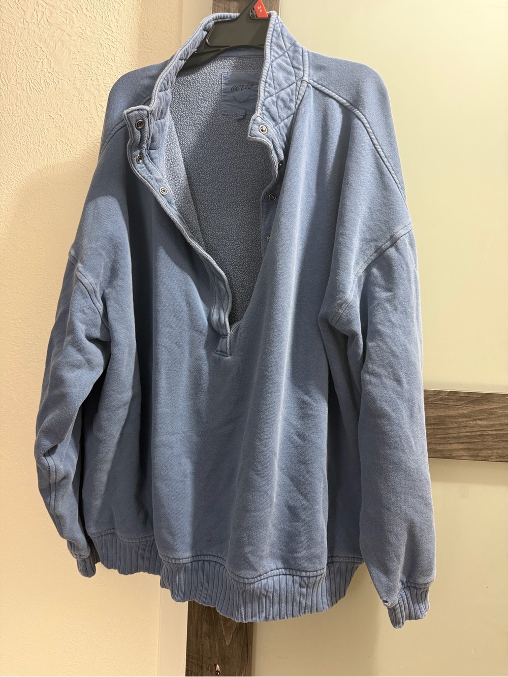 aerie women’s button up Fleece Sweater - Dusty Blue